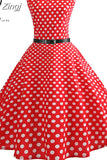 Polka Dot Summer Dress Women Vintage Elegant Floral Dress Evening Party Dresses Sundress Belt Vestidos