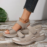 Large-Size Loose-Soled Sandals Women 2025 Summer New Slope And Flat-Bottomed Magic Beach