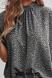 New Fashion Summer Chic Elegant Loose Clothing Spring Dot Print Blouse Short Sleeve Shirt Women Tops Casual Blusas