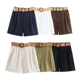 Summer New Women's Casual Temperament Simple Fashion With Belt Baimu High-Waist