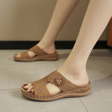Asia Large-Size Hollow Flowers Thick Bottom Slippers Female Font And Beach Cool Slippers