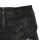 Spring New Personalized Super Large Metal Buckle Cross Retro Washing Pu Leather Skirt