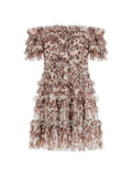 Off-shoulder Floral Printed Ruffles Mini Dress- Outfit