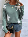 And Winter Loose Round Collar Star Pattern Knitted Long-Sleeved