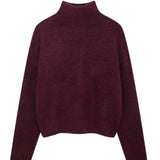 Women's Clothing INS Burst High-Neck Fashion With Solid Color Knitted Head