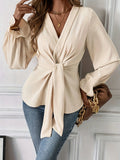 Elegant V-Neck Long-Sleeved Shirt Autumn
