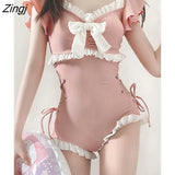 Women Bandage Sweet Sexy Slim Bow Simple Swimwear Beach Style Ulzzang Patchwork Design Summer Basic Students
