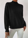 And Winter Half-High Collar Cover Long-Sleeved Sweater Women's Fashion Solid Color Loose Knitting