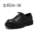 Zingj Plus Size Leather Shoes 45 Korean Version Black Tide Shoes 46 Thick Platform Low Top Cake Business Leather Shoes