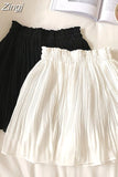 Chiffon Summer Shorts Skirt Women 2023 Fashion Korean Elastic Waist Pleated Mini Skirt Casual Beach Faldas