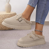Fashion Autumn And Winter Thick-Soled Plush Buckle Warm Cotton Slippers Casual Large-Size New Women's