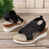 Flying Breathable Heel Sandals Women Wear Net Cloth Fish Mouth Thick Bottom Beach Cool Slippers