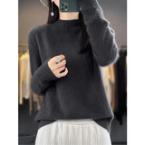 And Winter Yang Sweater Knitted Jersey Outside Wearing Lazy Wind Senior Women's Half-High Collar