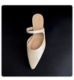 Korea Net Red Pointed Half Slippers 2020 Summer New Silver Color Baotou Flat Slipper Women's Slipper