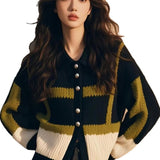 Sweater In Autumn And Winter 2025 Retro Loose Color Design With A Sense Of Collar Small Fragrant Long-Sleeved Knitted
