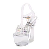 Zingj 34-43 Glass Drill Female Summer Waterproof Platform Anti-Skid Thick Bottom Sexy Versatile Super High With