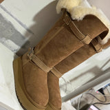 Boots Fur One Snow Boots Women's 2025 New Thick Bottom Women's High-Heeled Winter Thick Cotton