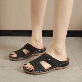 Asia Large-Size Hollow Flowers Thick Bottom Slippers Female Font And Beach Cool Slippers