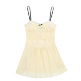 Spring Style Small Bow Decorated With Texture Slim Suspender Dress