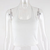 Zingj Polyester Clothing Hot Selling Women Hot Girls Spring Summer New Crop Sleeveless Hanging Neck Rib Bed