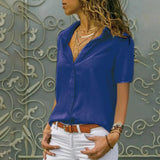 2023 Short-sleeve Shirt Solid Casual Loose Blouse Fashion Women Basic Top Office Party Clothing Shirt Women