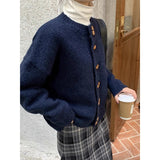 Horn Buckle Sweater Autumn And Winter Coat Korean Version Of Lazy Knitted Open Shirt Outside To Wear New Women's Clothing