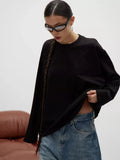 Fine Comb Cotton Solid Long-Sleeved T-Shirt Women Hot Loose Leisure Collar Top High