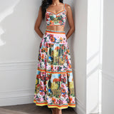 Spring Women's Sexy Splicing Bra Sling + High Waist Half-Dress Fashion Suit Women's
