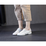 Soft Leather Soft Bottom Summer Small White Shoes Women Breathable Low Help Comfortable Flat Anti-Skid Net Cloth Casual Board