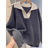 Version Of Autumn And Winter Breeze High Sense Of The New Bottom Knitted Shirt Languid Jacket Soft-Creinating Sweater Top Coloring Large Size Women's