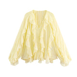 Women's Clothing 2025 Spring New Multi-Color Simple Cascade Decoration Chiffon