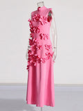 Spring 2025 New Fashion Sexy Sleeveless Three-Dimensional Flower Splicing Design Slimming Long