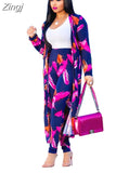 Piece Set African Print Elastic Bazin Baggy Pants Rock Style Dashiki SLeeve Famous Suit For Women Coat And Leggings