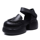 Cow Skin Retro Baotou Thick-Soled Roman Sandals Women's 2025 Summer New Commute Comfortable Casual Women's