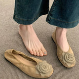 Wind Gentle Single Shoes Women 2025 New Spring Soft-Soled National Style Retro New Chinese Rose Ballet Bean