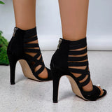 High-Heeled Hollow Sandals 2025 Summer Fashion Velvet Fine