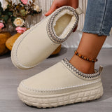 Large-Size Thick-Bottomed National Wind Half-Cotton Shoes Female Long Furry Tire Bottom Snow
