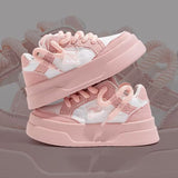 High-Board Shoes Women 2025 Autumn New Small Pink Sports Casual Shoes Hit The Color Of Small White