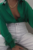 Cuffs Elegant Women Shirts 2023 Satin Spring Fashion Button Down Blouse Long Sleeves Loose Turndown Collar Tops