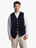 Men's Spring And Autumn Wicked Vest Pocket Splicing Design Design Jacket Solid Color Single-Clocked