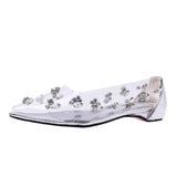 Transparent Water Drill Single Shoes Women 2025 Summer New Banquet Flat Bottom Small Fish Mouth With Feet Wedding Shoes Korean Version Of