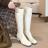 Brown Square Head With Long Boots Woman 2025 New Autumn But Knee High