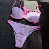 2023 New Sexy Hard Cup Hollow Net Cloth Sexy Drawstring Tied Swimsuit