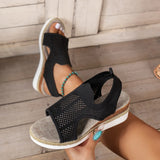 Flying Breathable Heel Sandals Women Wear Net Cloth Fish Mouth Thick Bottom Beach Cool Slippers