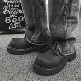 Zingj Sole Single Shoes Men Spring And Autumn Round Head Tie With Heel Cake Men's Shoes Work Black Small Leather Shoes