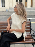 Women's Sleeveless Sweater Vest Simple Design Bumpy Bow Tie With