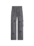 Vintage Star Print Boyfriend Fit Cargo Jeans- Outfit