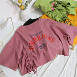 Zingj Summer Chic Draw Rope Short Jacket Bottom Shirt Women's Design Temperament Short-Sleeved T-Shirt Women's