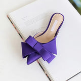spring and summer women's shoes Korean silk satin Pointed bow tie slippers Baotou flat heel sets semi