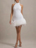 Women's New Sexy Sleeveless Body Shiny Plush Dress Dress Dress Glie
